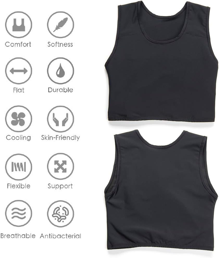 XUJI Transgender FTM Trans Atmungsaktive Halb Brust binder XXL Schwarz, XXL Schwarz