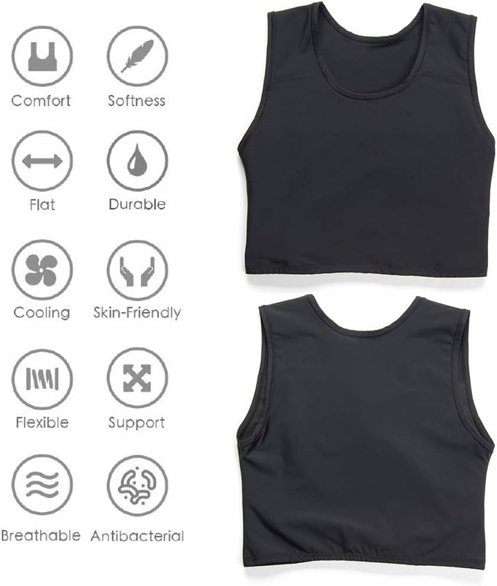 XUJI Transgender FTM Trans Atmungsaktive Halb Brust binder XXL Schwarz, XXL Schwarz