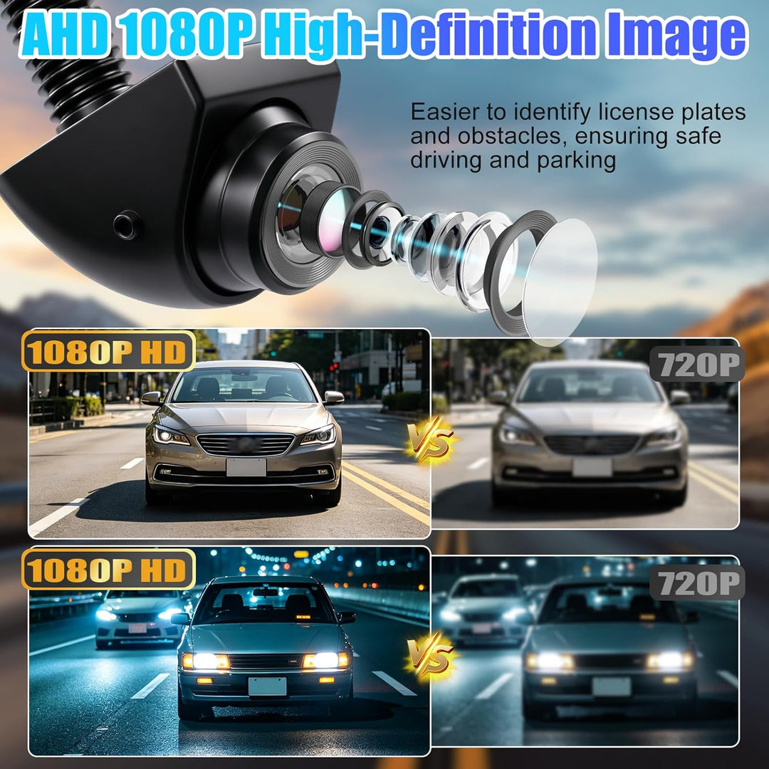 OBEST Auto Rückfahrkamera AHD Mini kfz Ruckfahrkamera, Wasserdicht 360 Drehung 1080P Vorwärtskamera