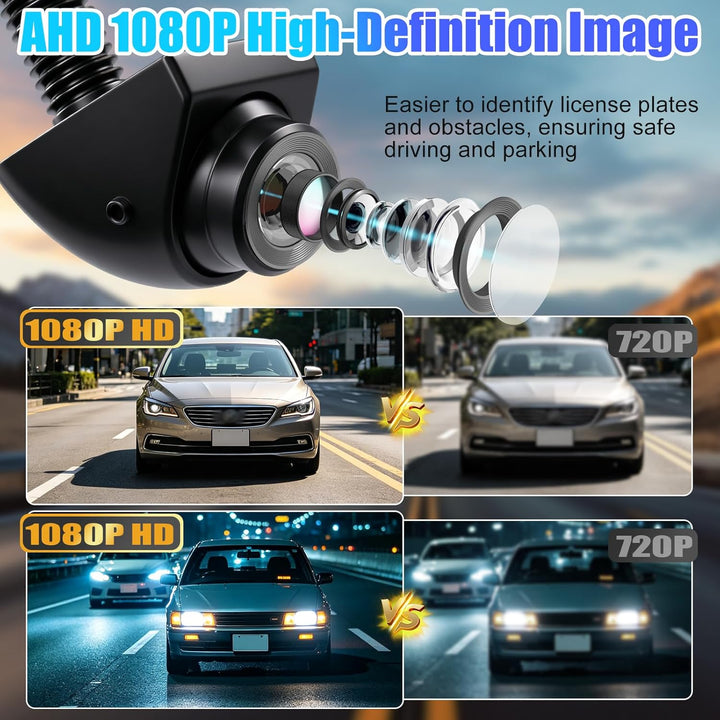 OBEST Auto Rückfahrkamera AHD Mini kfz Ruckfahrkamera, Wasserdicht 360 Drehung 1080P Vorwärtskamera