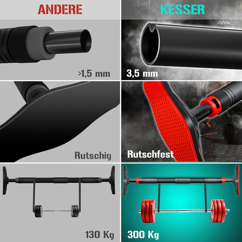 KESSER® Klimmzugstange Türrahmen verstellbar, Pull Up Bar Heimturnhalle, Reckstange ohne Schrauben/B