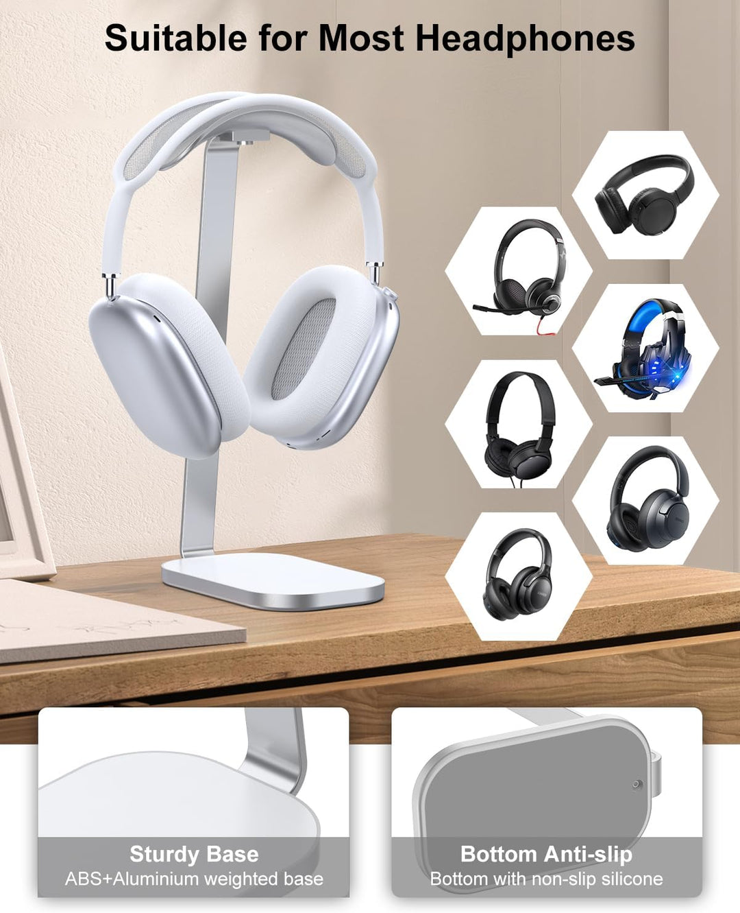 VICHYIE Kopfhörer Ständer, Schwerer Headset Halterung für AirPods Max, Schreibtisch Zubehör für Over