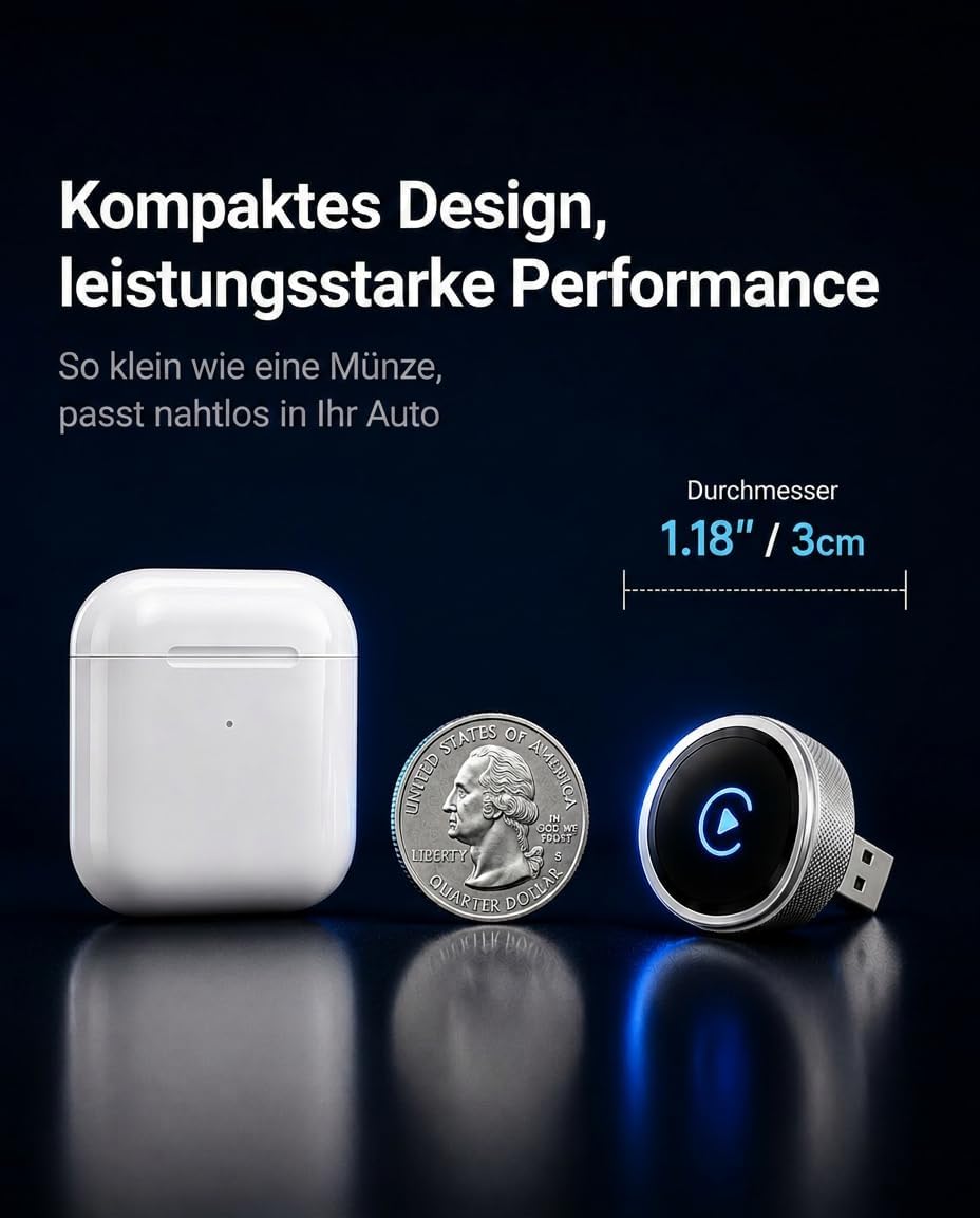 2026 Carplay Wireless Adapter, 2 in 1 Car Play &amp; Android Auto Adapter Kabelgebundenes CarPlay Kabell