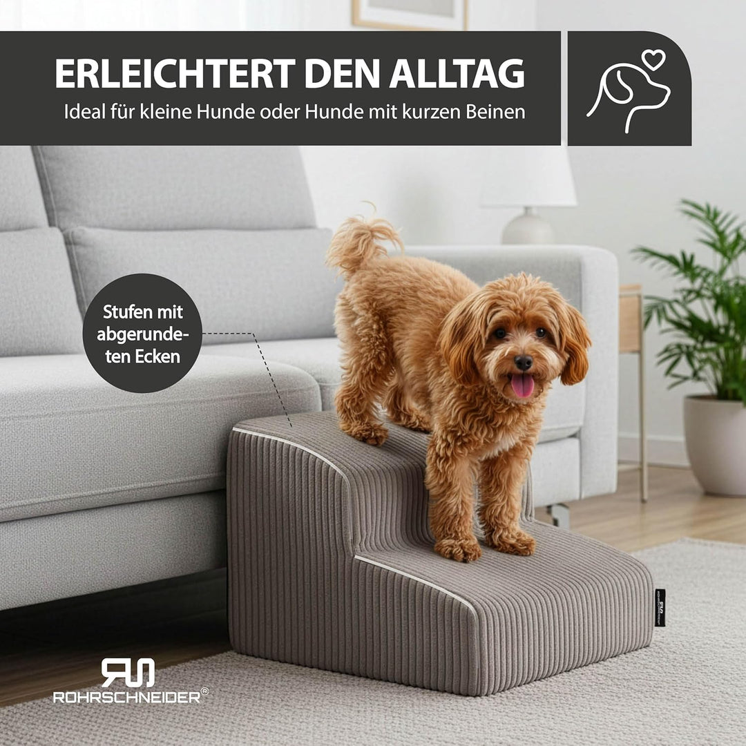 Rohrschneider Hundetreppe kleine Hunde | Made in EU | Haustiertreppe mit Rutschfester Unterseite | K