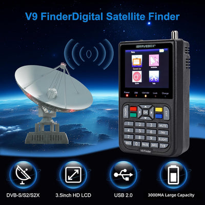 Digital Sat Finder,V9 Digitaler Satelliten-Signalfinder mit eingebautem Li-Ionen-Akku, 3,5 Zoll LCD-