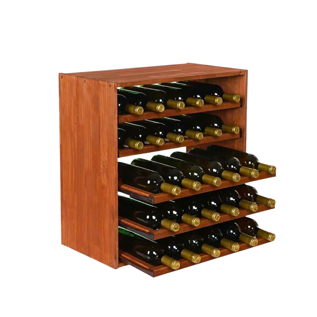 PROREGAL Modulares Weinregal VINCELLAR MOD | HxBxT 60x60x30cm | Auszug Modul für 30 Flaschen | mit a