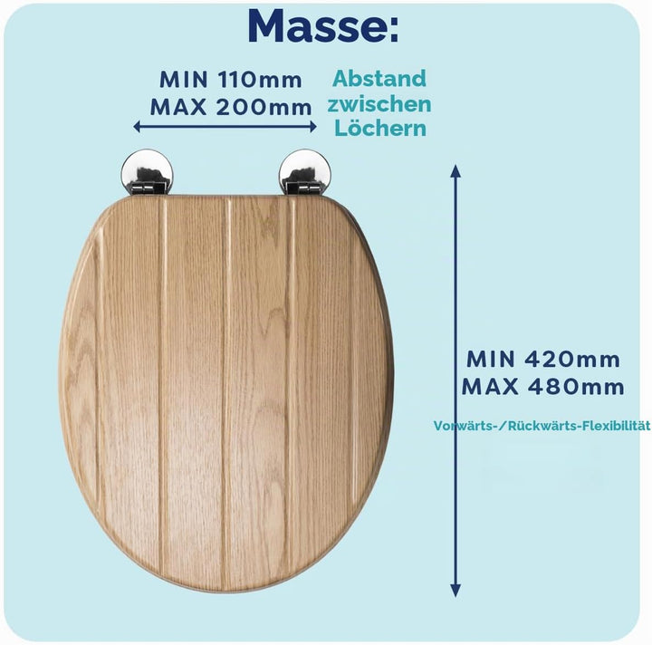 Croydex WL602176H Flexi-Fix Geneva Always Fits Never Slips antibakterieller WC-Sitz, Holz, Feder und
