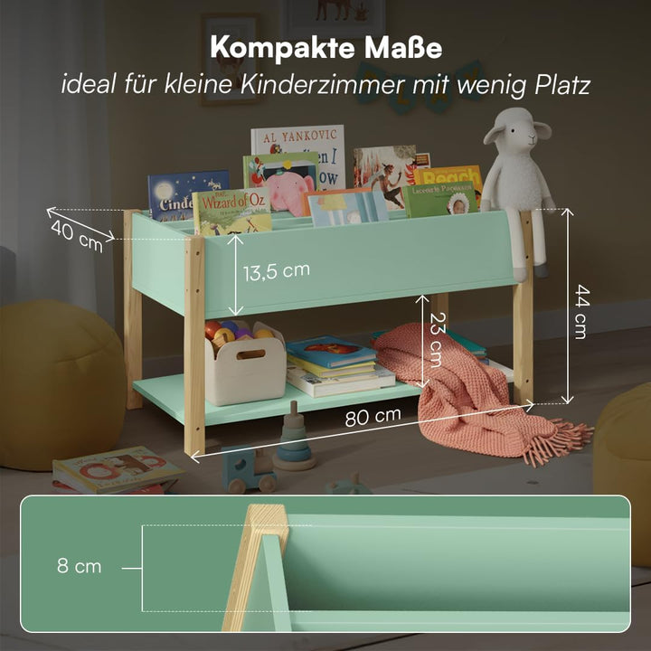 Bellabino Teme Bücherregal Kinderzimmer – Kinderbücherregal mit 4 Fächern – Montessori Bücherregal m
