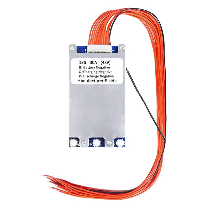 Bisida BMS 13S 48V 30A Lithium-PCB-Schutzplatine mit Balancerleitung und NTC, Split-Port, zehn Schut