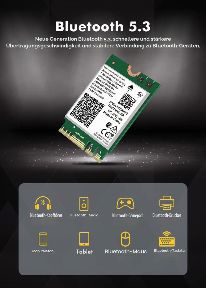 WiFi 6E Wireless Karte Intel AX210 NGW Bluetooth 5.2 Tri-Band 5400Mbps Netzwerk Adapter für Laptop U