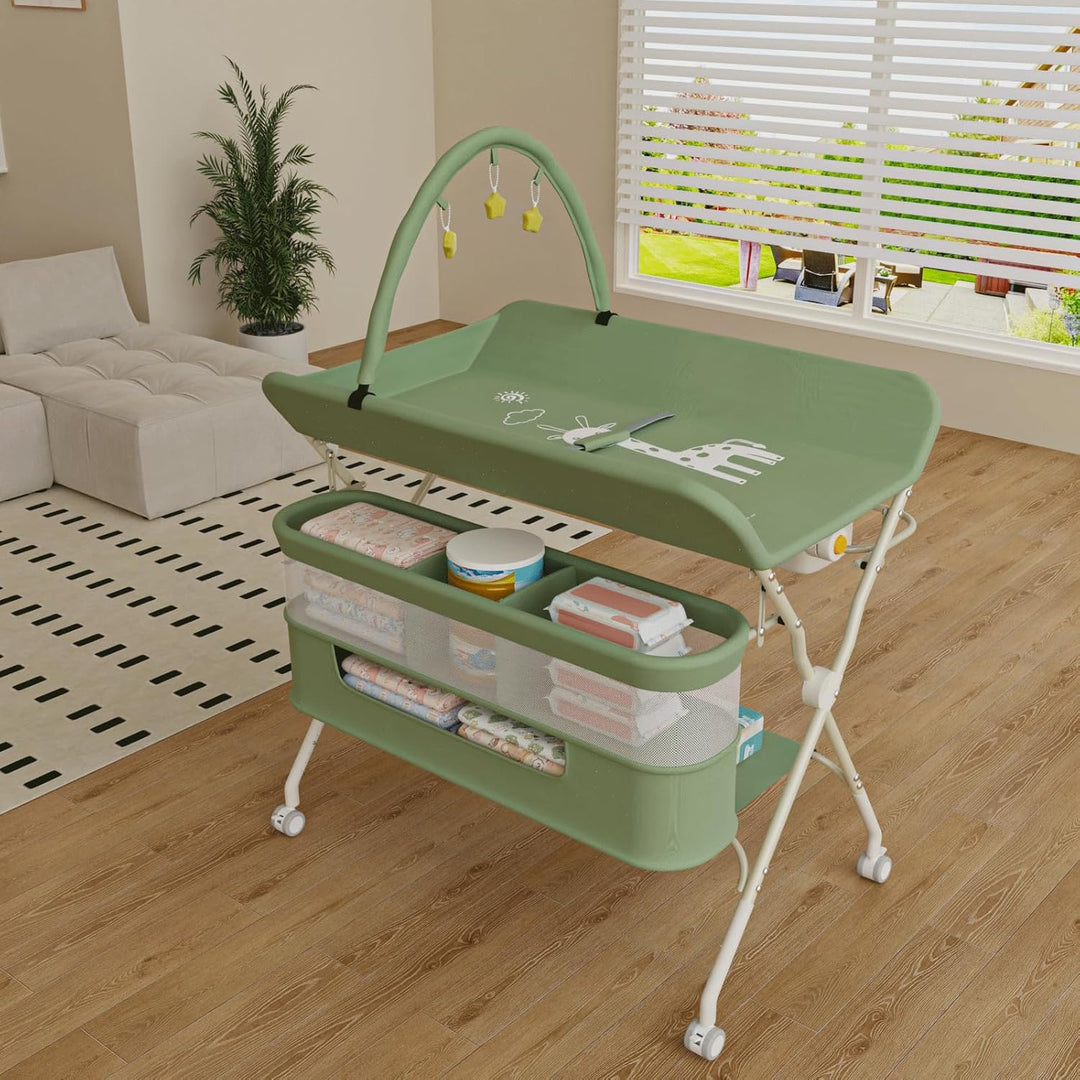 Wickeltisch, 3-in-1, Wickelkommode für Baby, von Geburt bis 12 Monate (bis 25 kg), Wickeltisch, falt