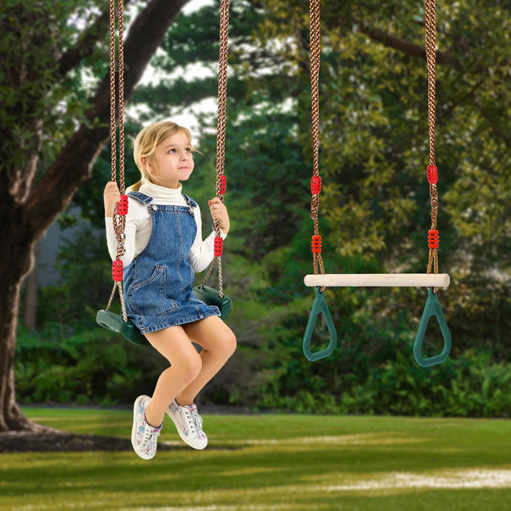 REDCAMP Schaukelgarnitur, Kinderschaukel Outdoor Indoor und Trapeze Schaukel mit Gymnastics Rings, W
