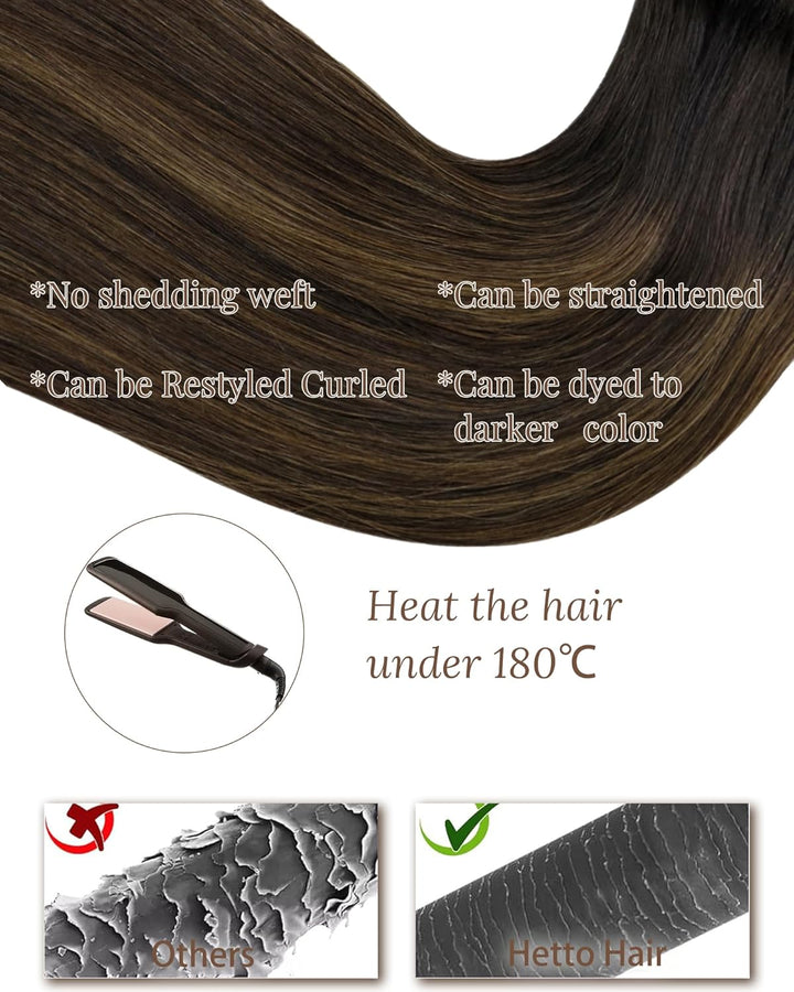 Hetto Tressen Echthaar Extensions Ombre Braun Tressen Extensions Echthaar Naturlich Echthaar Tressen