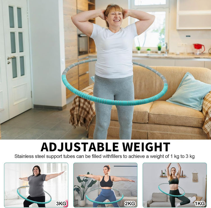 Hula Hoop Reifen Erwachsene, 1,1Kg Hullahub Reifen zum Abnehmen, 93 cm Durchmesser, 8 Segmente Abneh