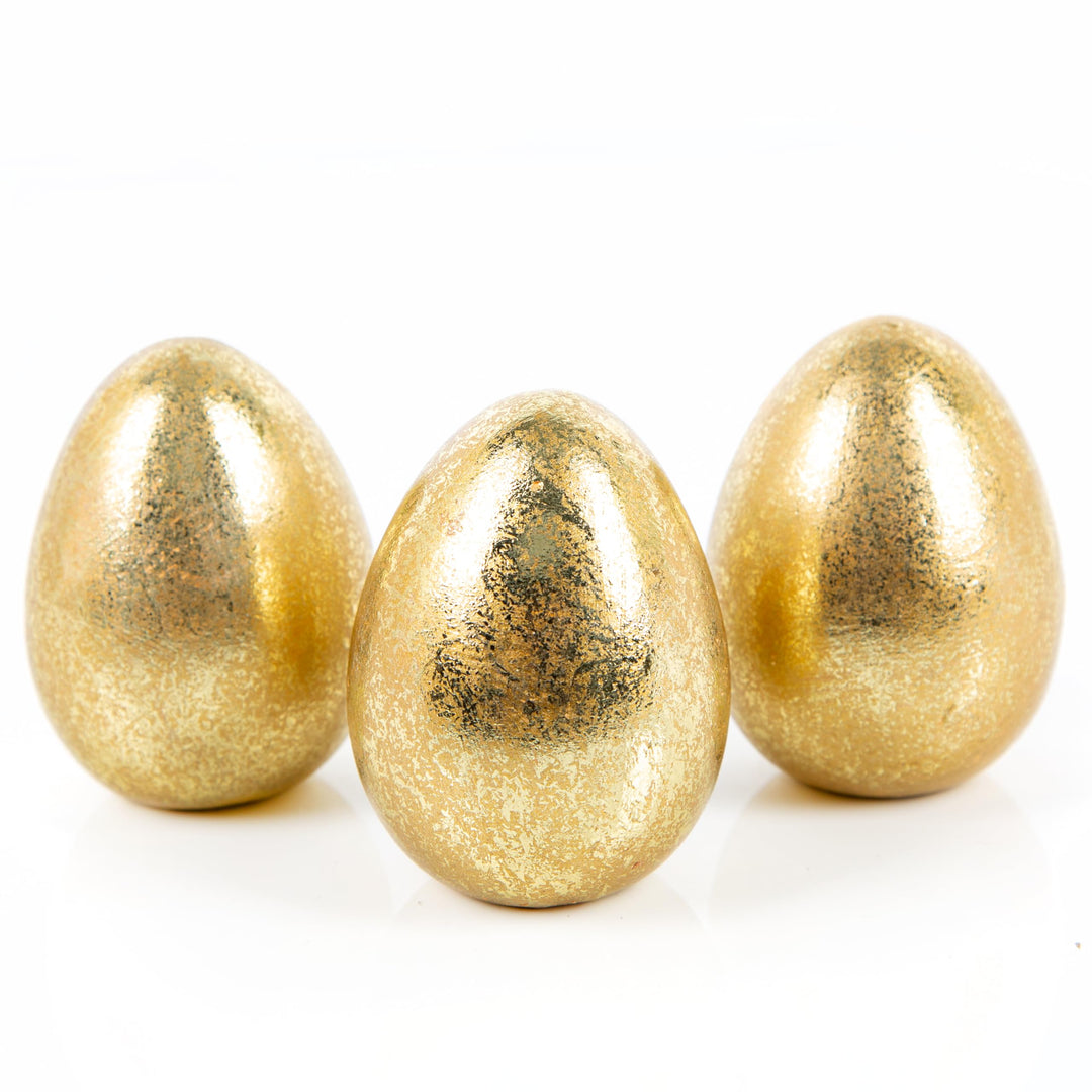 Logbuch-Verlag 3 kleine goldene Ostereier Eier aus Keramik goldfarben glänzend Osterdekoration Tisch