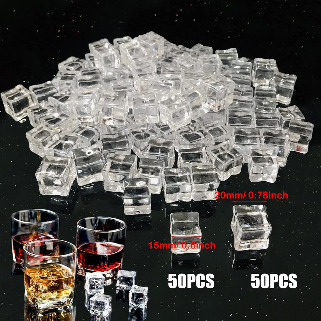 NA Woohome 122 Stück Künstliche Acryl Eiswürfel, Acryl Eiswürfel Plastikeiswürfel Deko und Künstlich