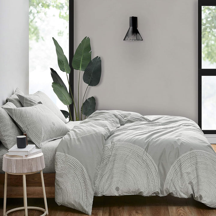 MARIMEKKO - Queen-Bettbezug-Set, Glatte Baumwoll-Perkal-Bettwäsche mit passenden Kissenbezügen, leic