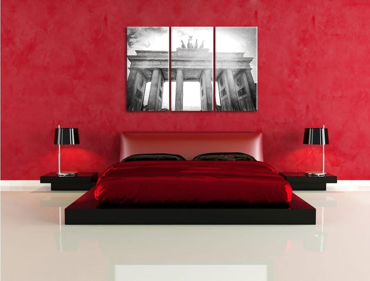 Pixxprint Brandenburger Tor in Berlin als Leinwandbild/Grösse: 3 Teilig (120x80) cm/Wandbild/Kunstdr