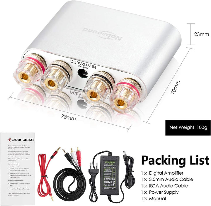 Nobsound NS-10G PRO Hi-Fi DSP 200W Digital Bluetooth 5.0 Verstärker, 2.0 Kanal Stereo Power Audio Am