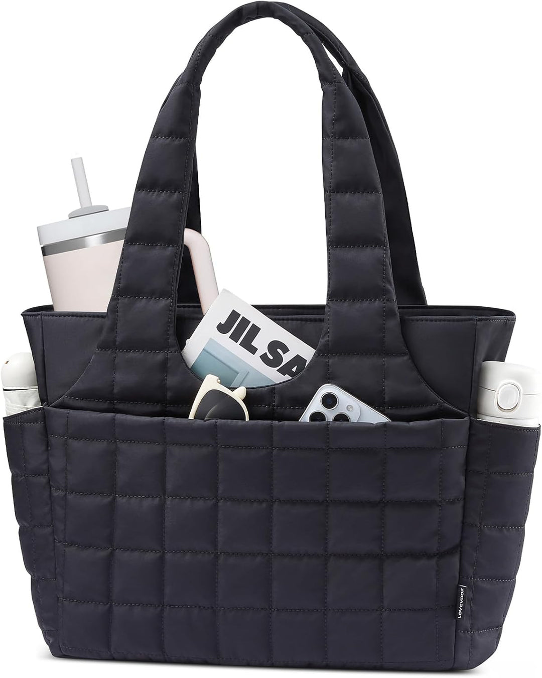 LOVEVOOK Puffer Handtasche Damen Gross, 15,6 Zoll Laptoptasche Shopper Tasche mit Wasserflaschenfach