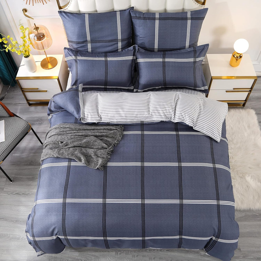 Homaxy Mikrofaser Bettwäsche 200x200cm mit Reissverschluss 3 TLG. Weiche Bettbezug Set Weisse Blätte