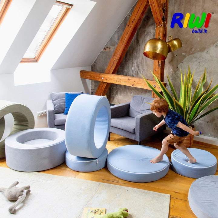 RIWI® Loop – Rosa Premium (RCC202-44) | modularer Spielhocker für Kinder | 3-in-1 Sitzmöbel, Spielge