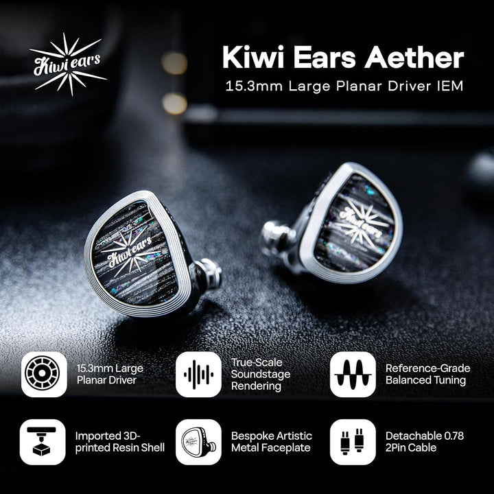 Linsoul Kiwi Ears Aether In Ear Monitor, 15,3mm grosser Planartreiber IEM-Kopfhörer, HiFi-kabelgebun