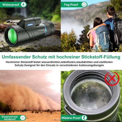 APEXEL 10-20X50 Optischer Zoom Monocular Telescope,HD Monokulare Fernrohr Erwachsene, BAK4/FMC Wasse