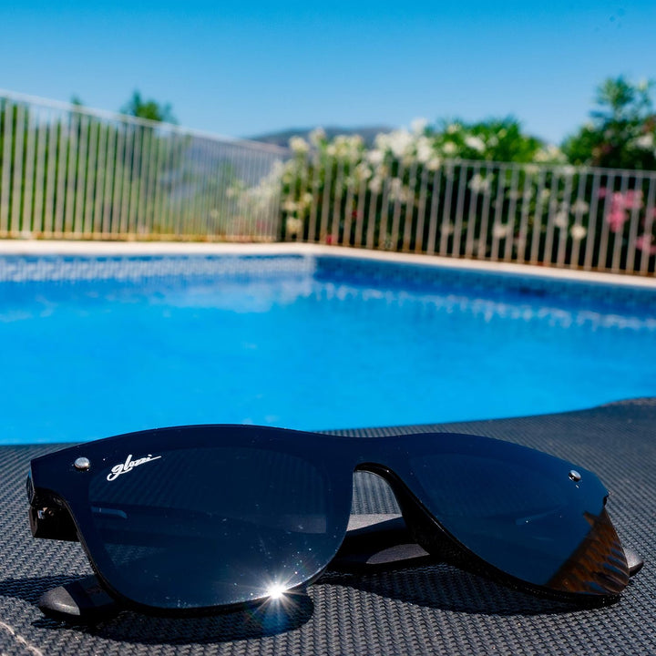 glozzi Sonnenbrille Herren und Damen Holz Polarisiert UV400 mit Holzbügeln und Brillenetui aus Kork