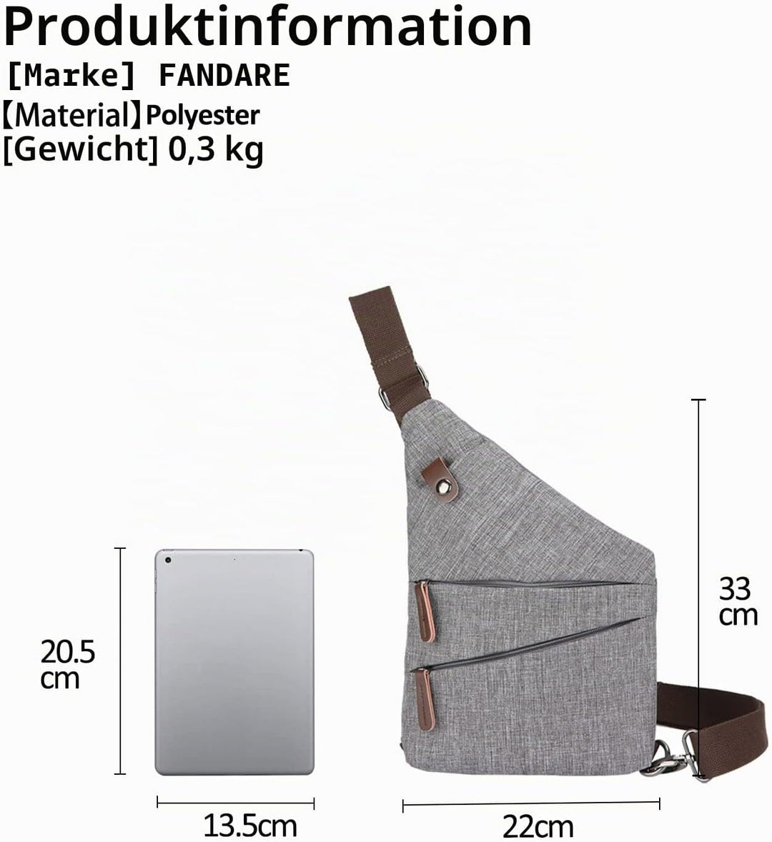 FANDARE New Sling Bag Umhängetasche Crossbody Bag Sport Party Reisen tragbar Umhängetasche Anti Thef