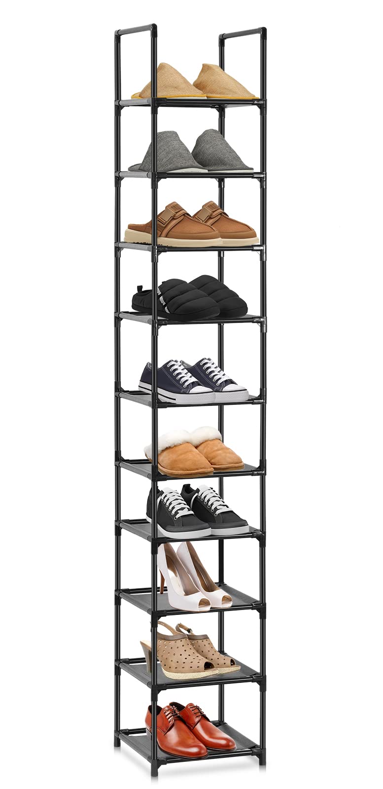 Hossejoy 10-Tier Schuhregal, Vielseitiges Schuhregal für Lagerung, Metall Schuhständer Organizer Rac