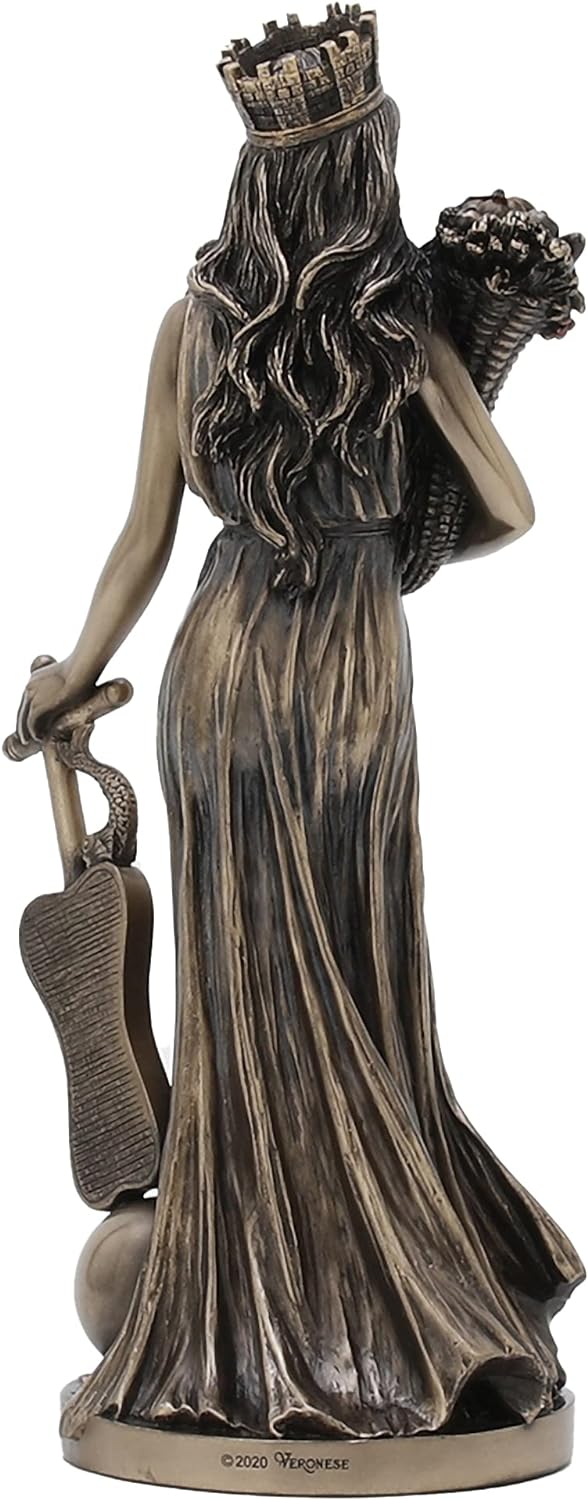 Veronese Design Fortuna Statue aus Kunstharz, griechische Göttin von Fotrune und Wohlstand, bronzefa
