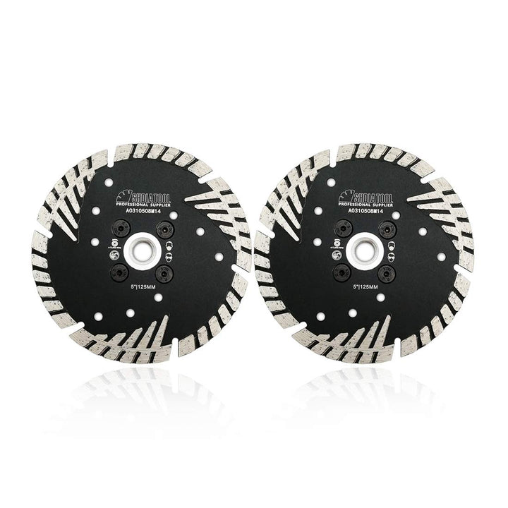 SHDIATOOL Diamant-Trennscheibe 2 Stücke 125mm x M14 mit Turbo schrägen Schutzzähnen für Beton Backst