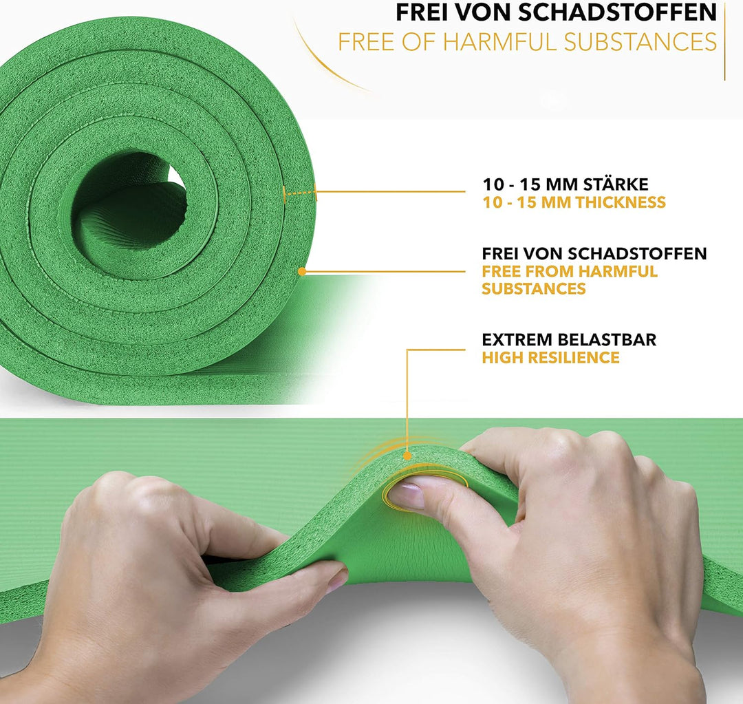 TRESKO Yogamatte Phthalatfrei - Gymnastikmatte rutschfest, Pilatesmatte Fitnessmatte mit Tragegurt,
