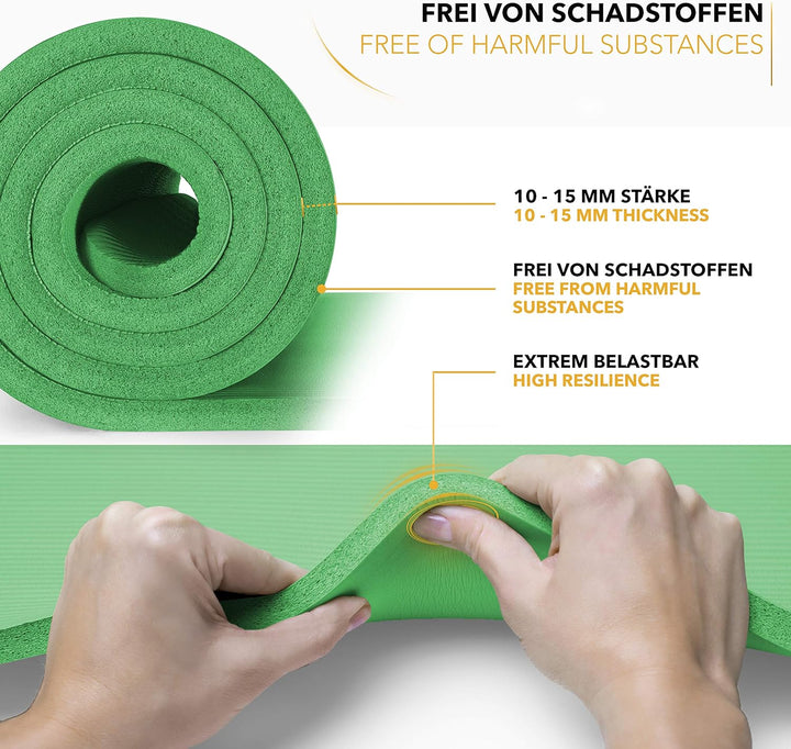 TRESKO Yogamatte Phthalatfrei - Gymnastikmatte rutschfest, Pilatesmatte Fitnessmatte mit Tragegurt,