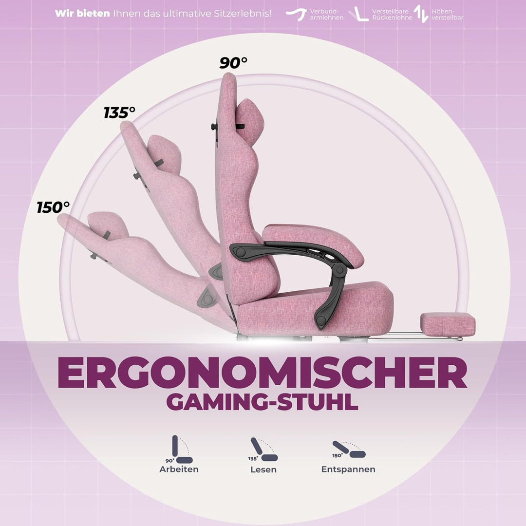 GTPLAYER Gaming Stuhl, Atmungsaktiver Bürostuhl, bürostuhl ergonomisch, Hochwertiger - Stoff, Ergono