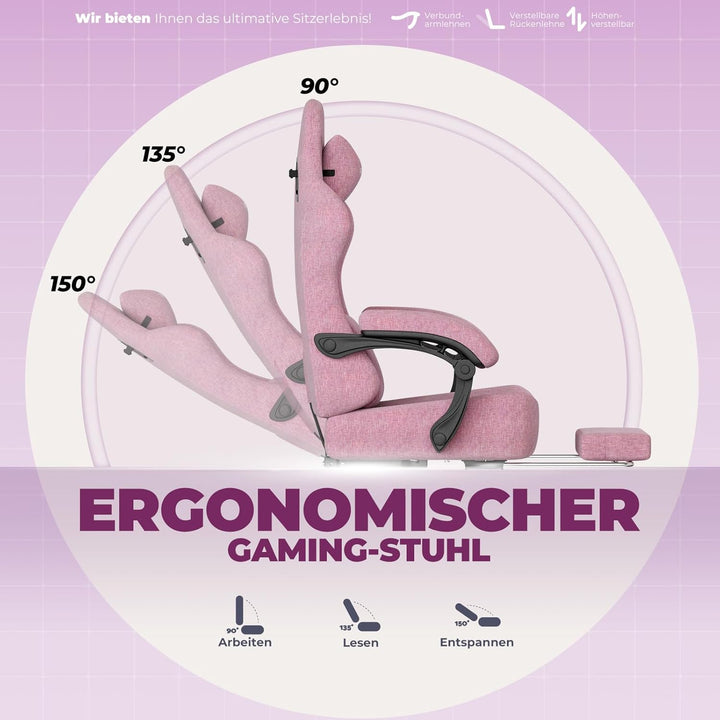 GTPLAYER Gaming Stuhl, Atmungsaktiver Bürostuhl, bürostuhl ergonomisch, Hochwertiger - Stoff, Ergono