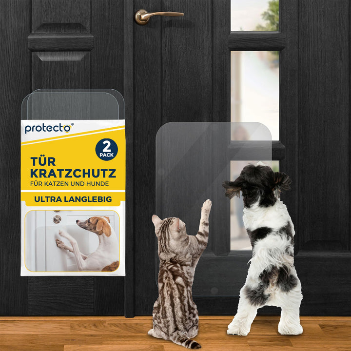PROTECTO Hunde und Katzen Kratzschutz Tür – Ultrastarker Hunde- und Katzen Kratzschutz (2-stück Farb