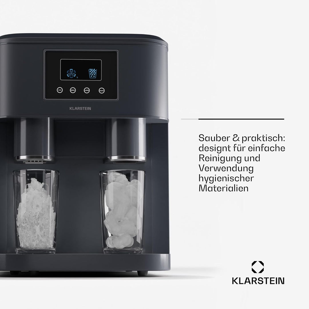 Klarstein Eiswürfelmaschine für Zuhause Camping Gastro, Schnelle Mini-Eiswürfelmaschine Klein, Profi