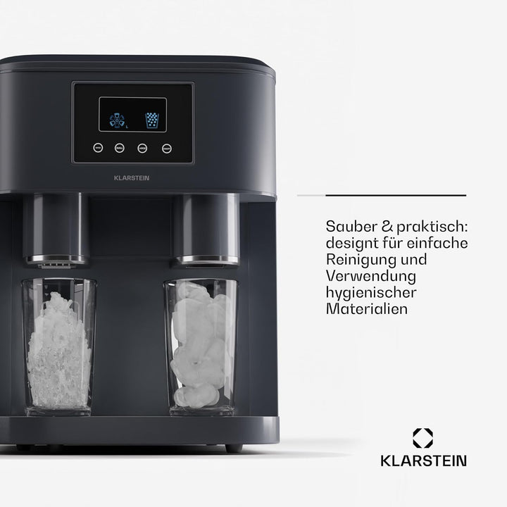 Klarstein Eiswürfelmaschine für Zuhause Camping Gastro, Schnelle Mini-Eiswürfelmaschine Klein, Profi