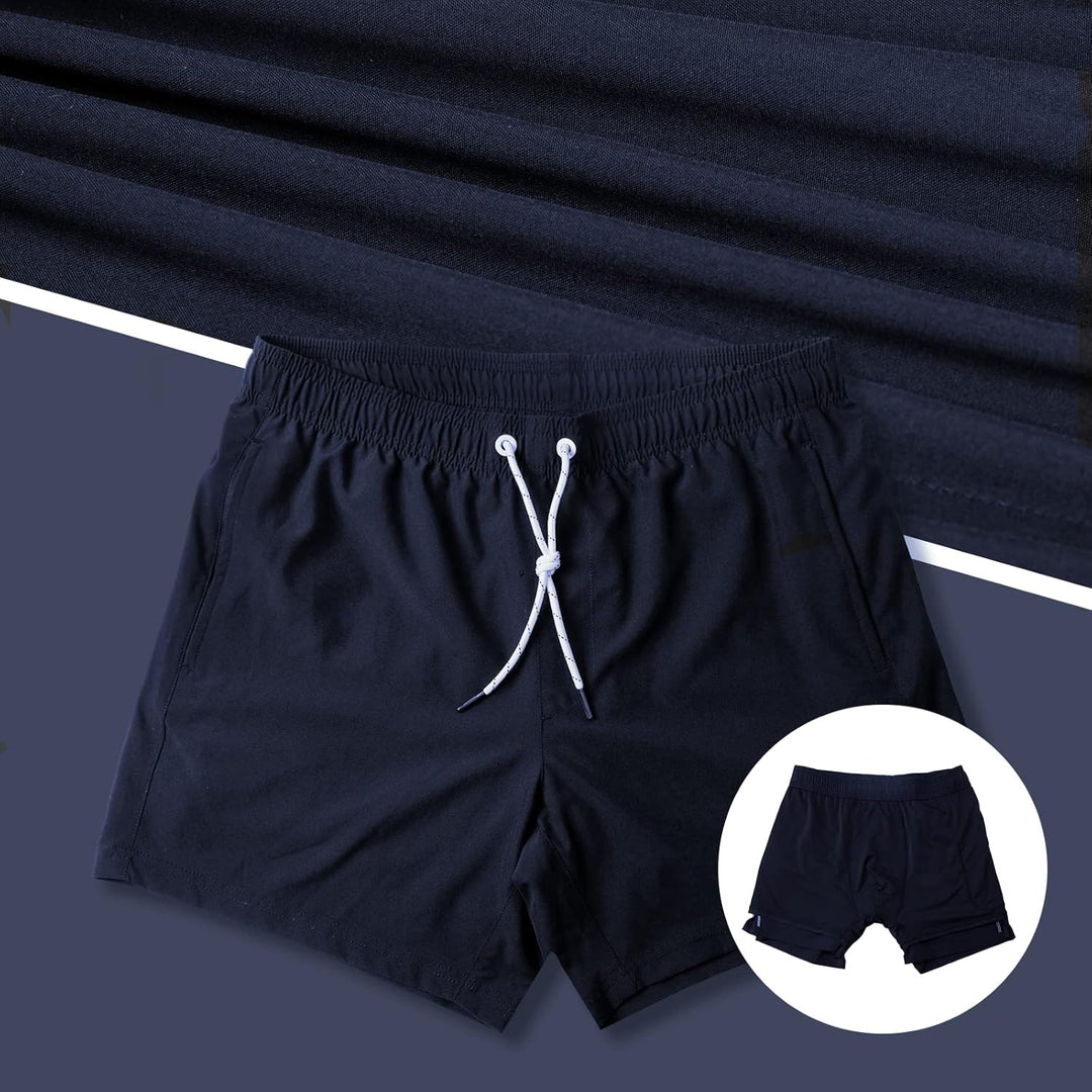 Arcweg Badehose für Herren Badeshorts mit Kompression Liner 2 in 1 Schnelltrocknend Strandhose Männe