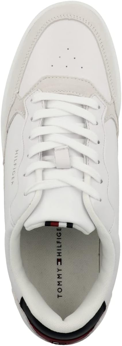Tommy Hilfiger Herren Cupsole Sneaker Elevated Cupsole Leather Mix Schuhe 42 EU Weiss, 42 EU Wei