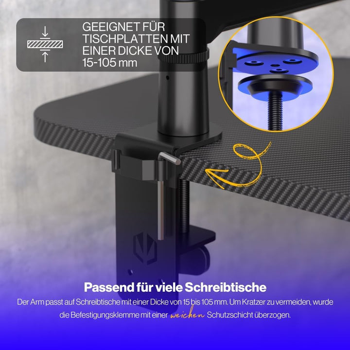 ENDORFY Broadcast Low Profile Boom Arm, Premium Low Profile Mikrofon Smartfone und Lichtarm mit Kabe