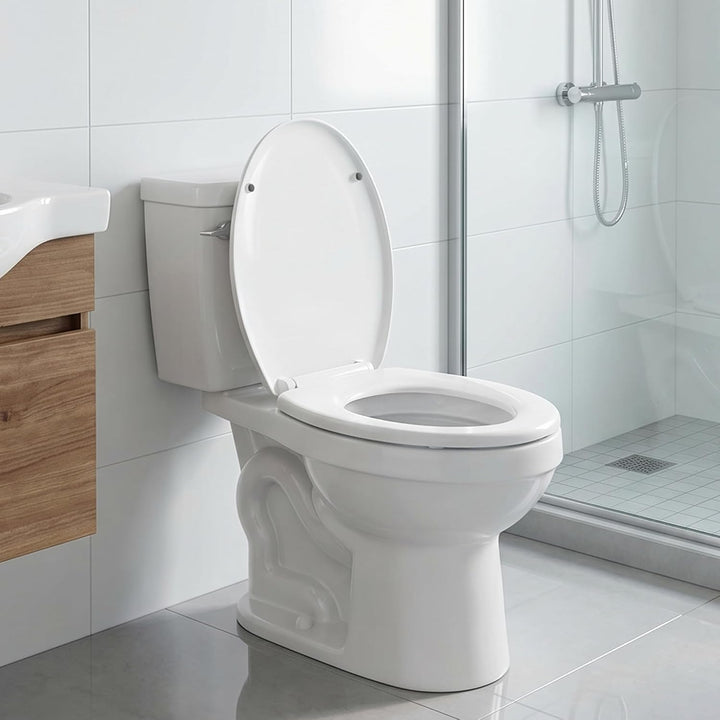 WC Sitz Absenkautomatik weiss oval Absenkautomatik Toilettensitz mit Schnellverschluss für einfache