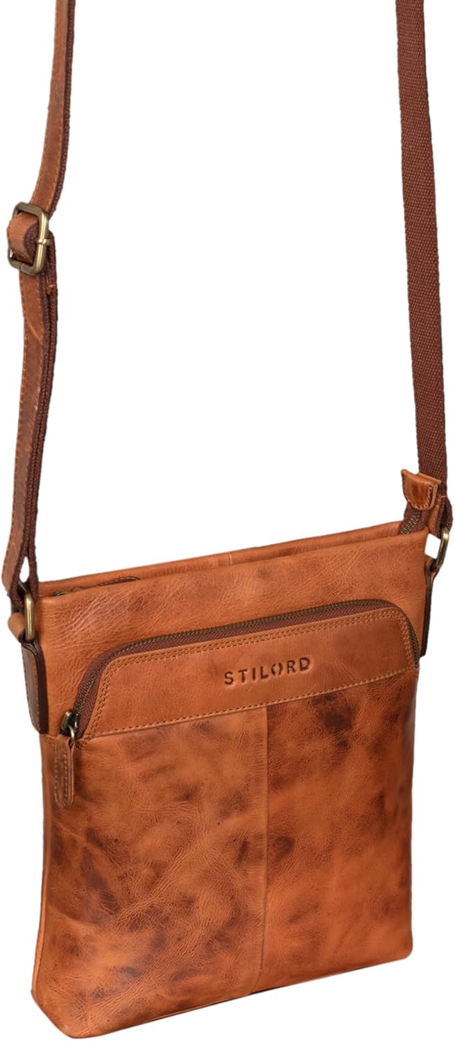 STILORD 'Elea' Umhängetasche Damen Leder Vintage Schultertasche Freizeit Handtasche für 10,1 Zoll iP