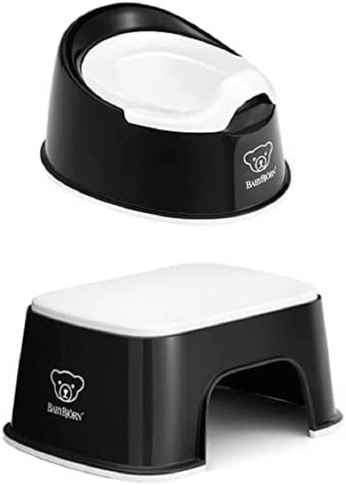 Bundle of BabyBjörn Cleveres Töpfchen, Schwarz/Weiss + BabyBjörn Tritthocker, Schwarz/Weiss
