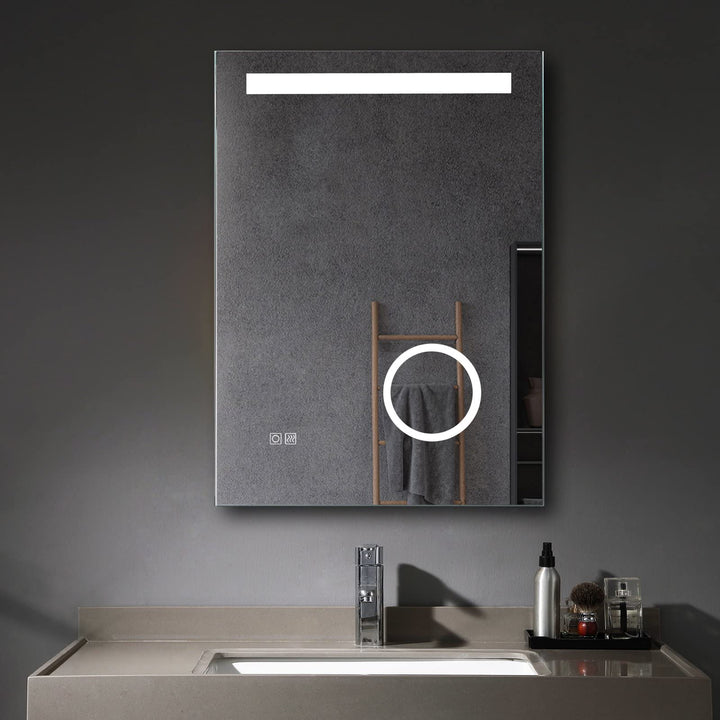 MIQU LED Badspiegel 50x70cm Wandspiegel mit Beleuchtung mit 3-Fach Vergrösserung Touch Anti-Beschlag