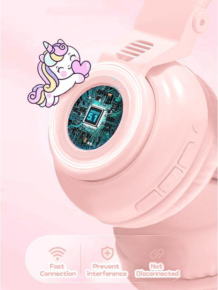 Katzenohr Kopfhörer Kindergeburtstag Geschenke Kind LED Katzenohren Einhorn Bluetooth Kabellose Over