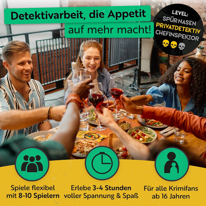Gourmet Criminelle® Krimidinner für zuhause | 8 bis 10 Personen | Mysteriöser Mordfall für Deine Din