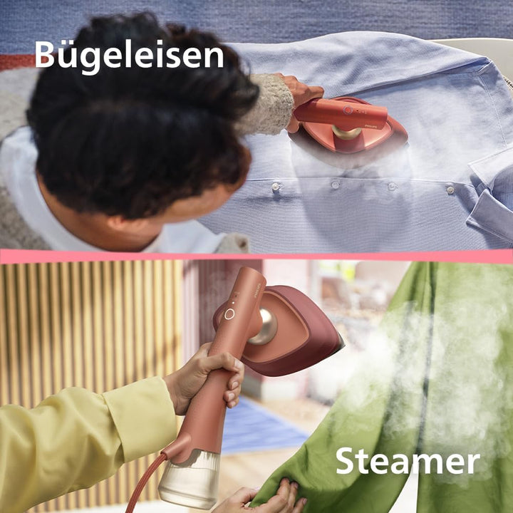 Philips OneTurn, 2-in-1 Bügeleisen & Steamer mit drehbarem Kopf, Einfach losbügeln – kein Brett, 45